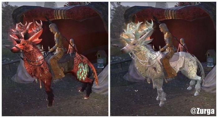 Crimson Indrik Mount and Pure-Snow Indrik Mount