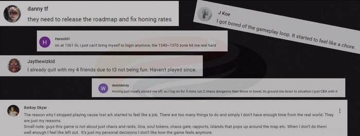 Comment from YouTube About Lost Ark