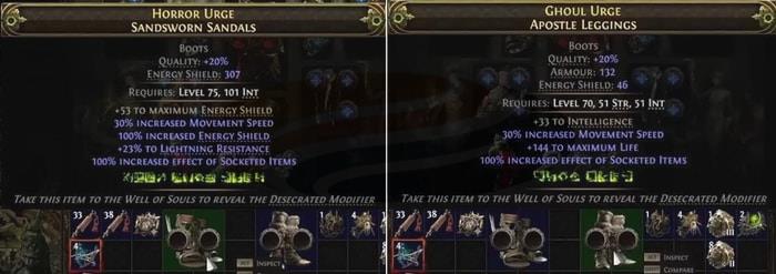 each pair of boots has been altered by removing a suffix and adding a new one we want