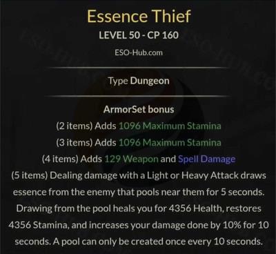 ESO pvp top 5 damage set Essence Thief