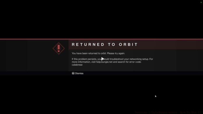Destiny 2 Calabrese error
