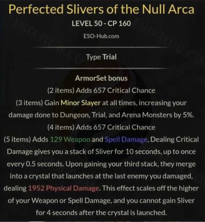 ESO pvp top 5 damage set Perfected Silvers of the Null Arca