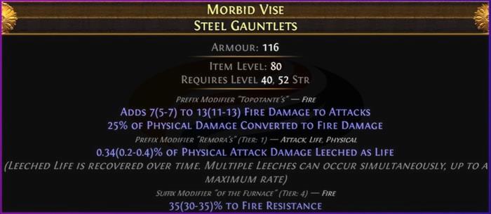 poe Craft 50% Fire Conversion Gloves step 1