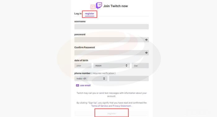 How to Register a Twitch Account